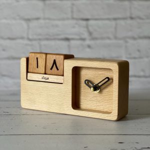ساعت و‌ تقویم رومیزی چوبی