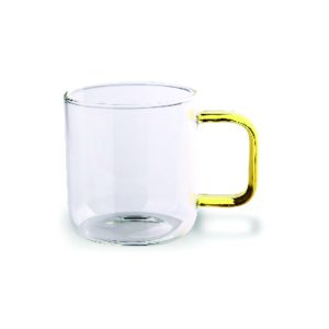 فنجان پیرکس دودی دسته شیشه ای