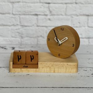 ساعت و تقویم رومیزی چوبی